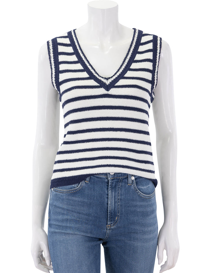 meghan ivory and black stripe vest