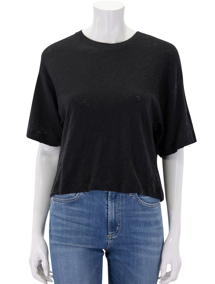 slub jersey crew neck tee in black