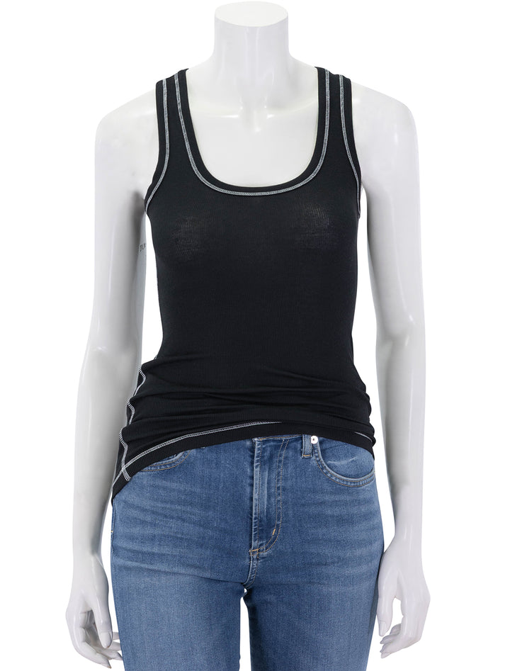 modal rib boy tank in black