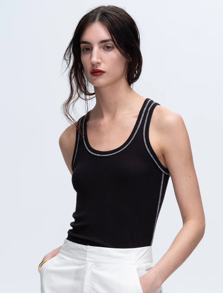 modal rib boy tank in black