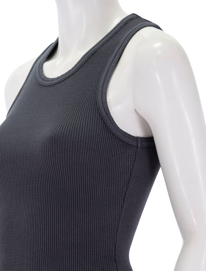inez waffle tank in charcoal
