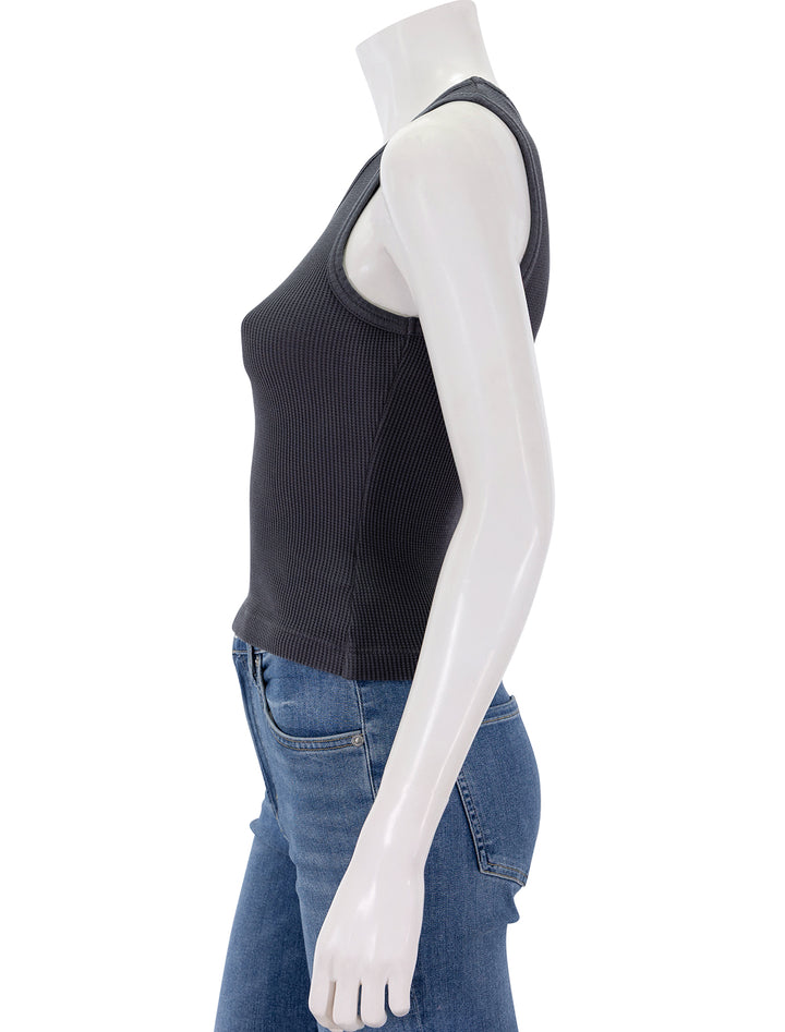 inez waffle tank in charcoal