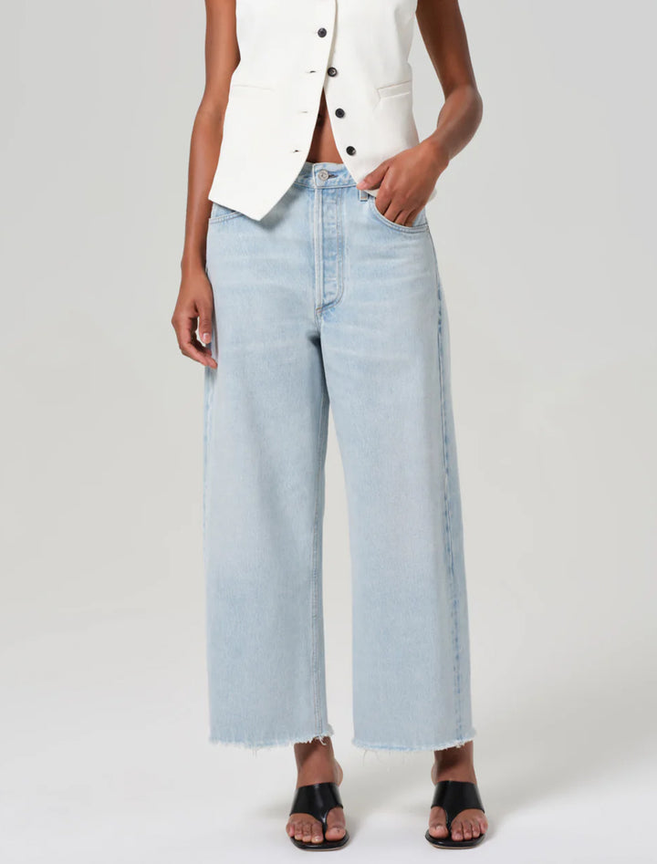 ayla raw hem crop in sailor