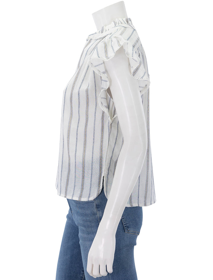 alma top in ecru stripe