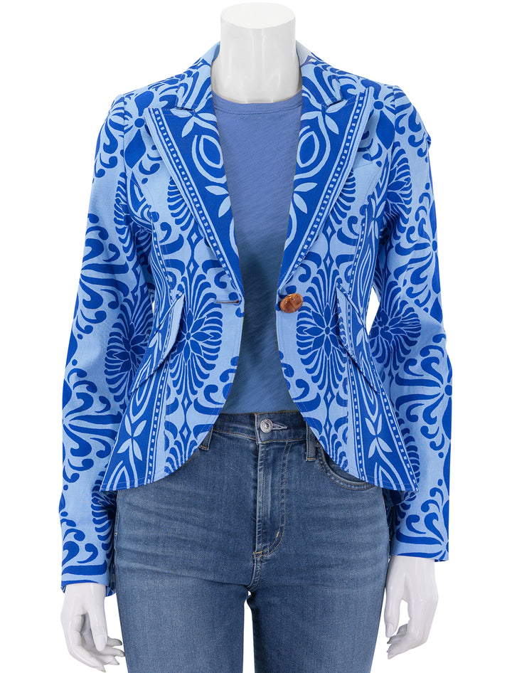 one button blazer in bali blue