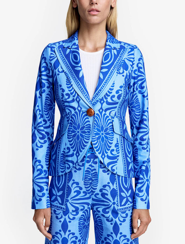 one button blazer in bali blue