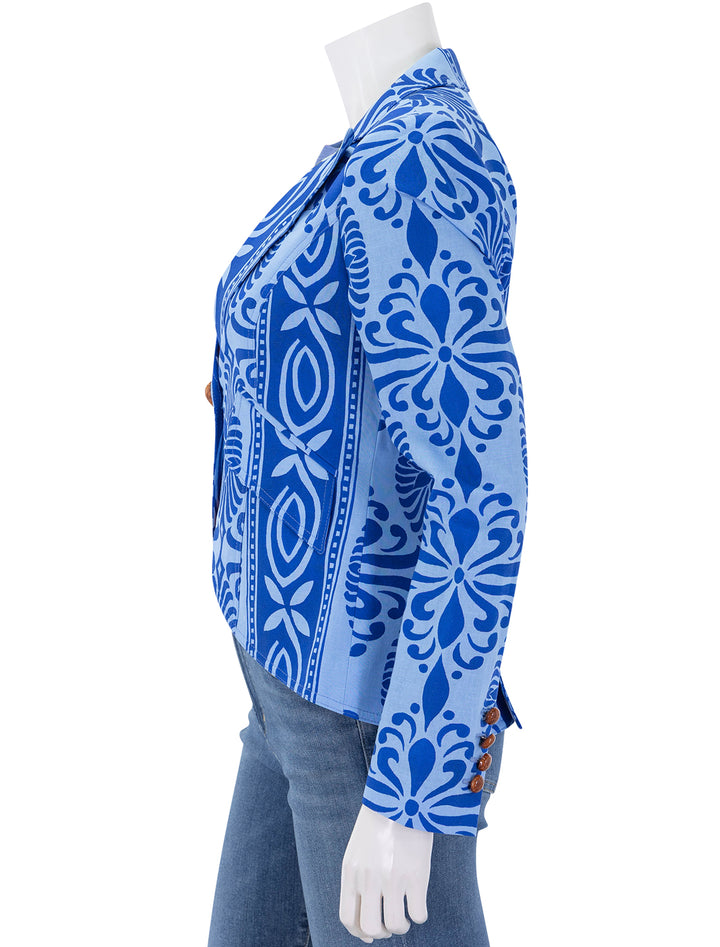 one button blazer in bali blue