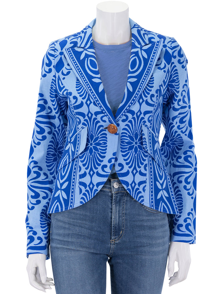 one button blazer in bali blue