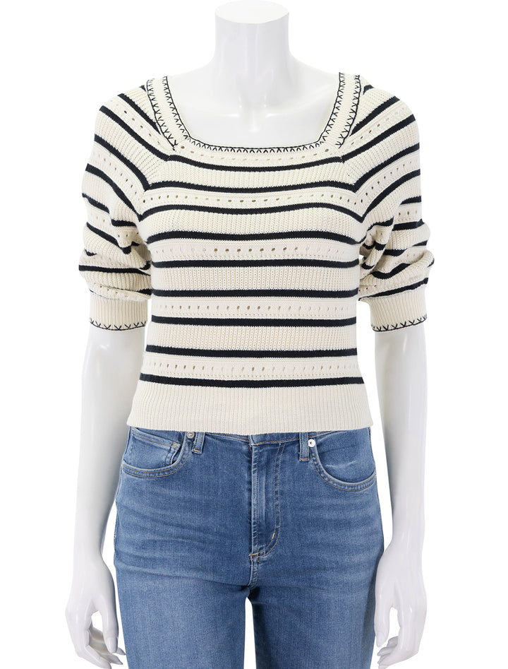 patrici knit top in cream and black stripe