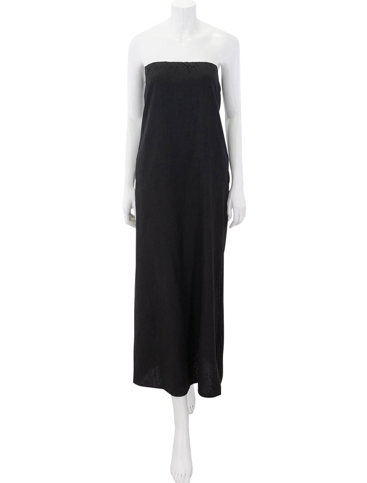linen column maxi dress in black