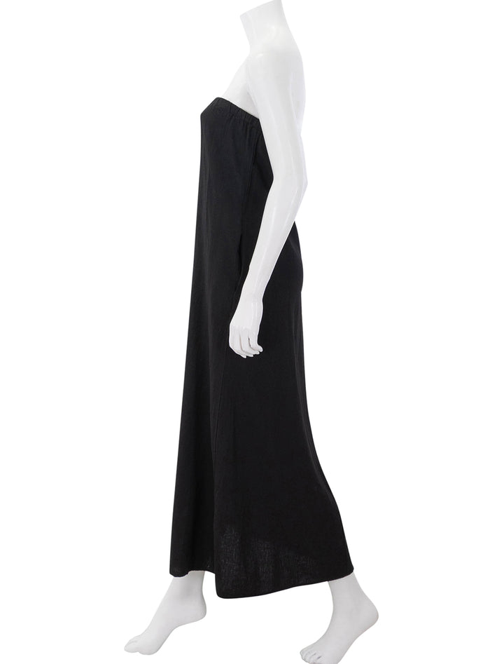 linen column maxi dress in black