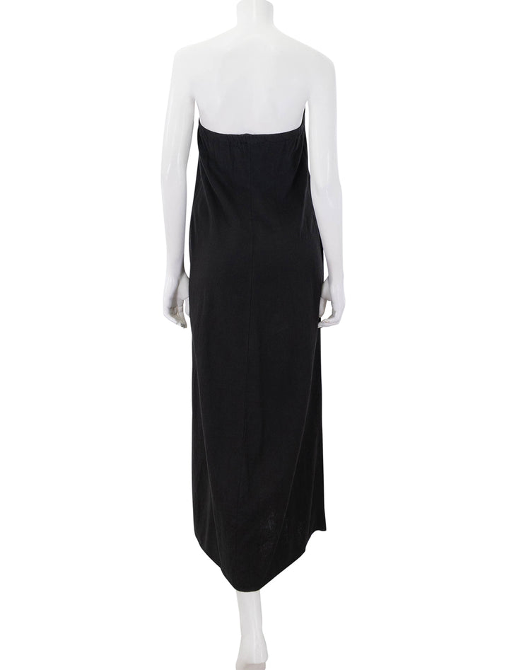 linen column maxi dress in black