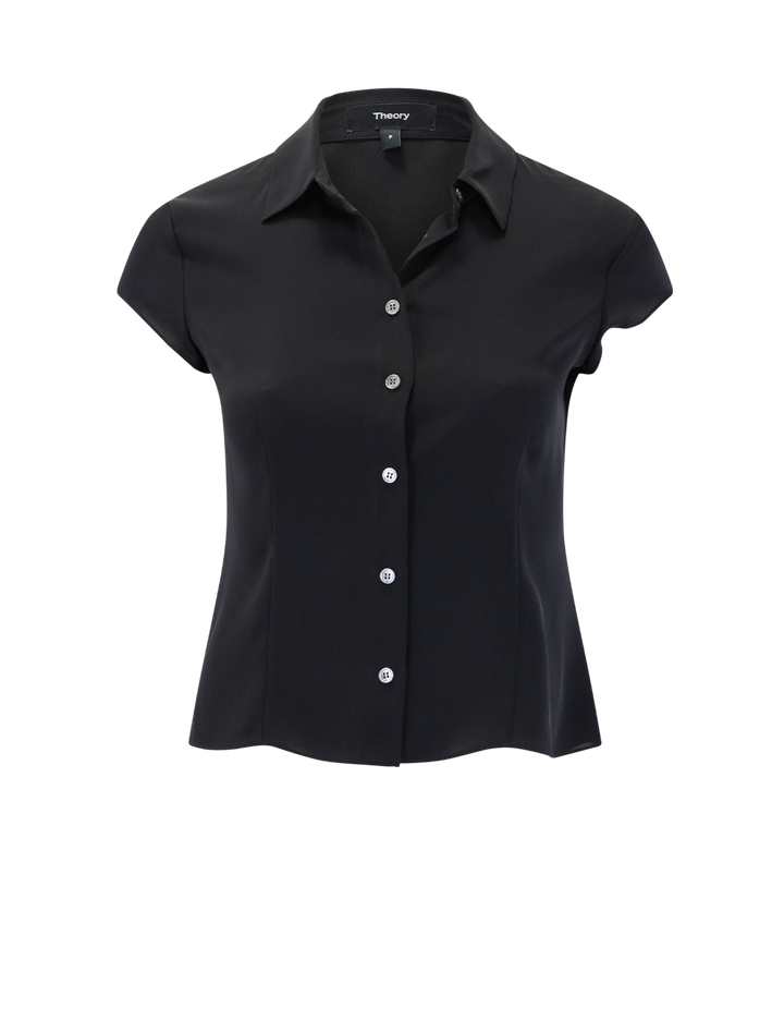 cap sleeve blouse in black