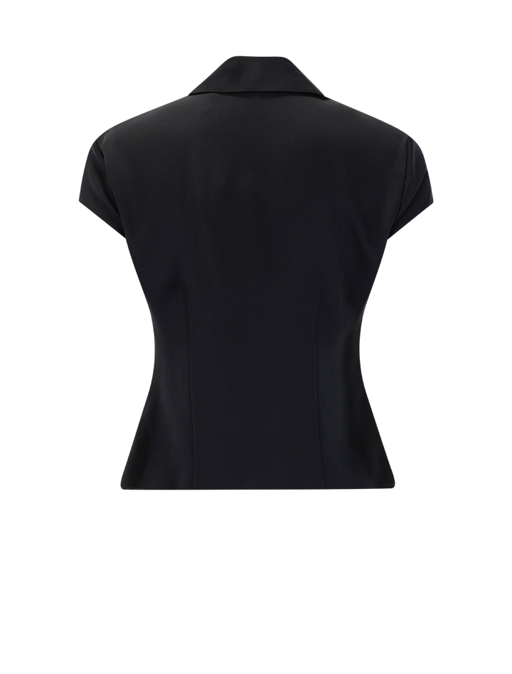 cap sleeve blouse in black