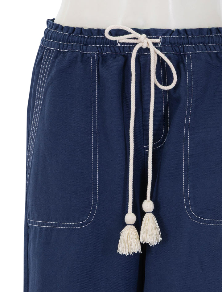 close up view of campo pant in navy
