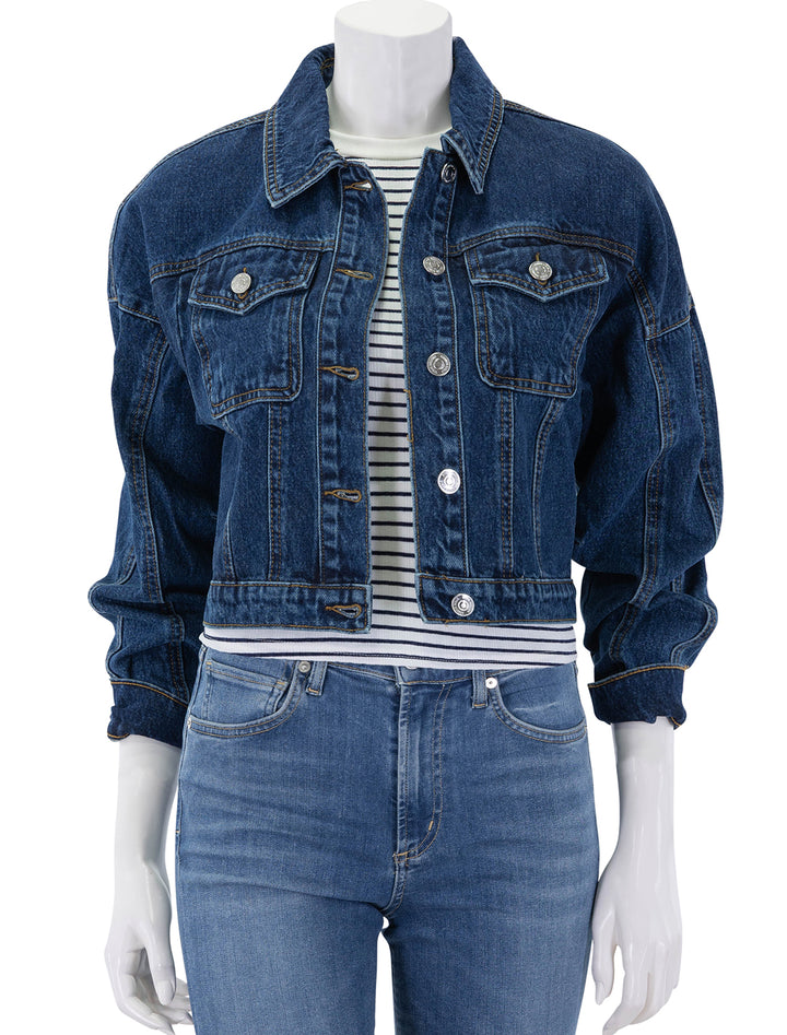 front view of brixton jacket in denver wash unbuttoned