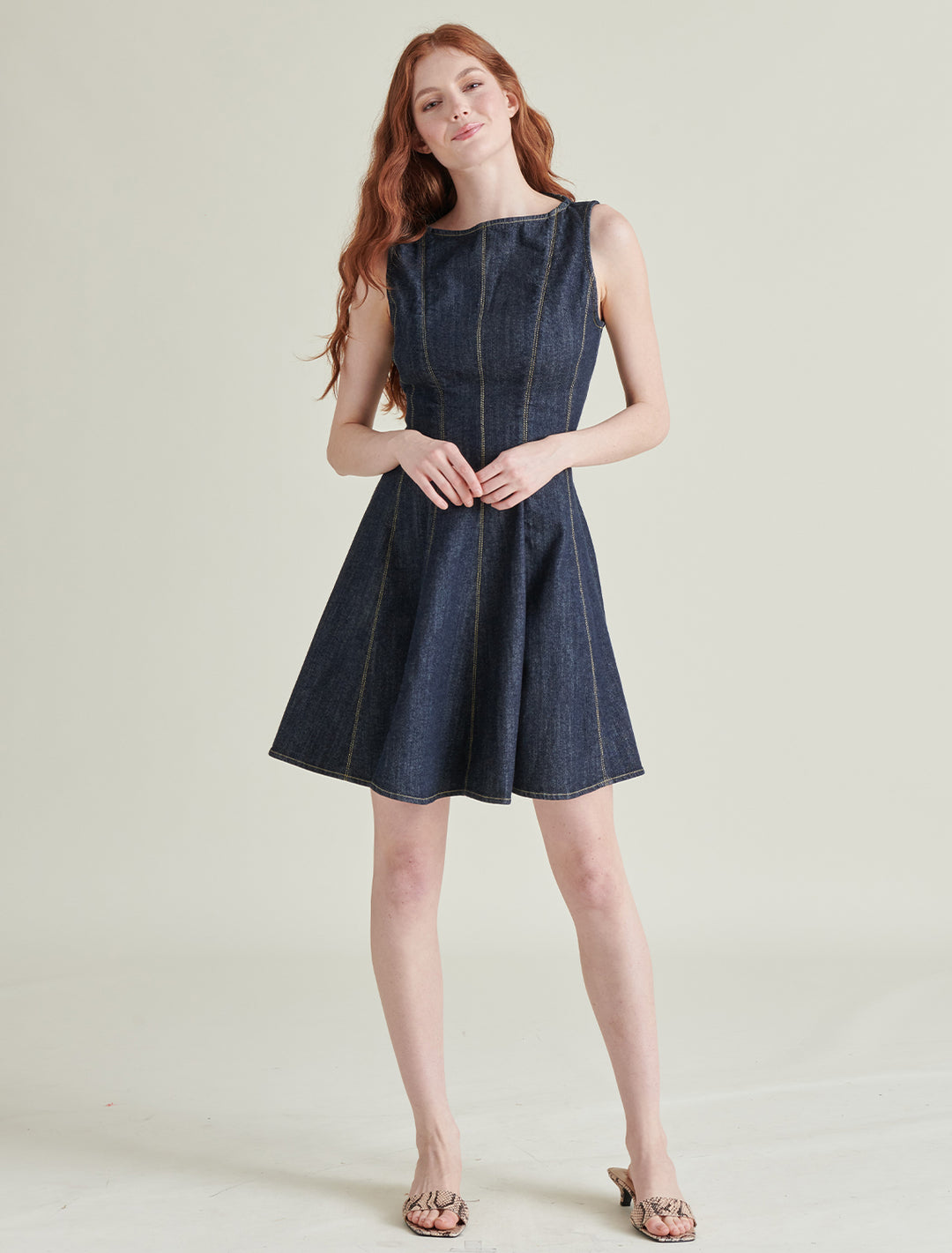 nili dress in washed denim
