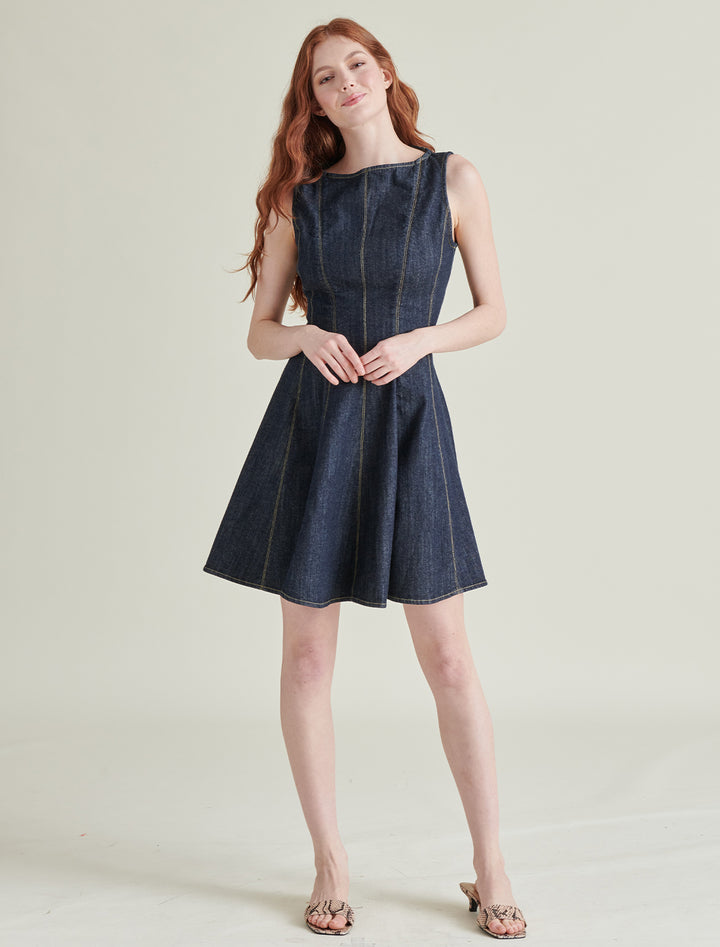 nili dress in washed denim
