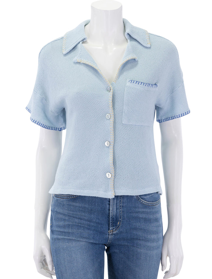 mesh camp shirt in chambray blue