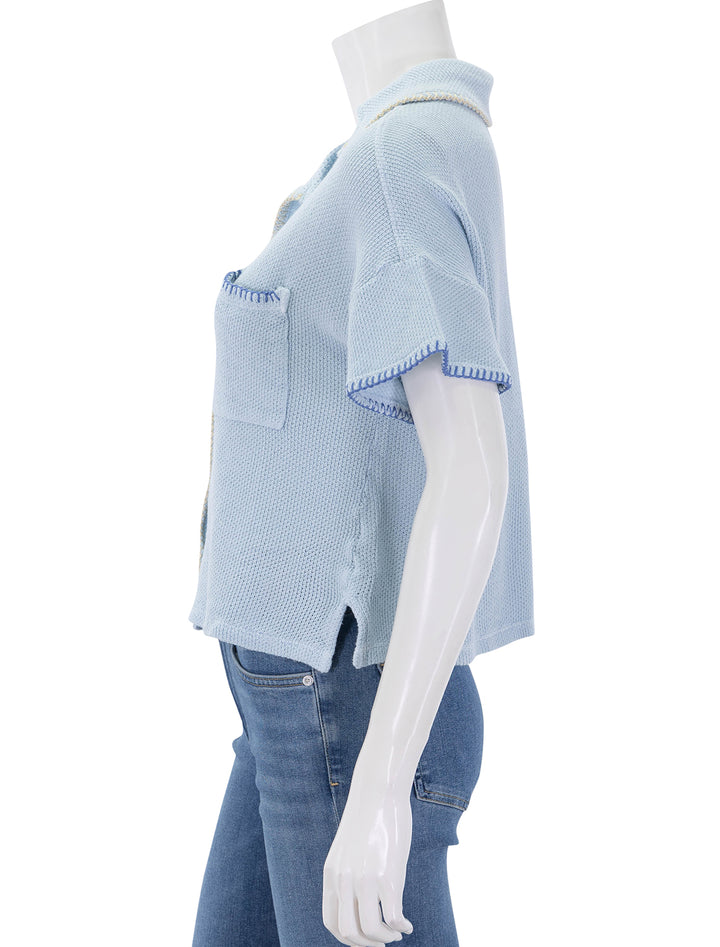 mesh camp shirt in chambray blue