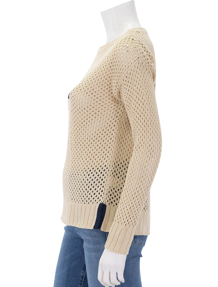 side view of mesh long sleeve oui sweater