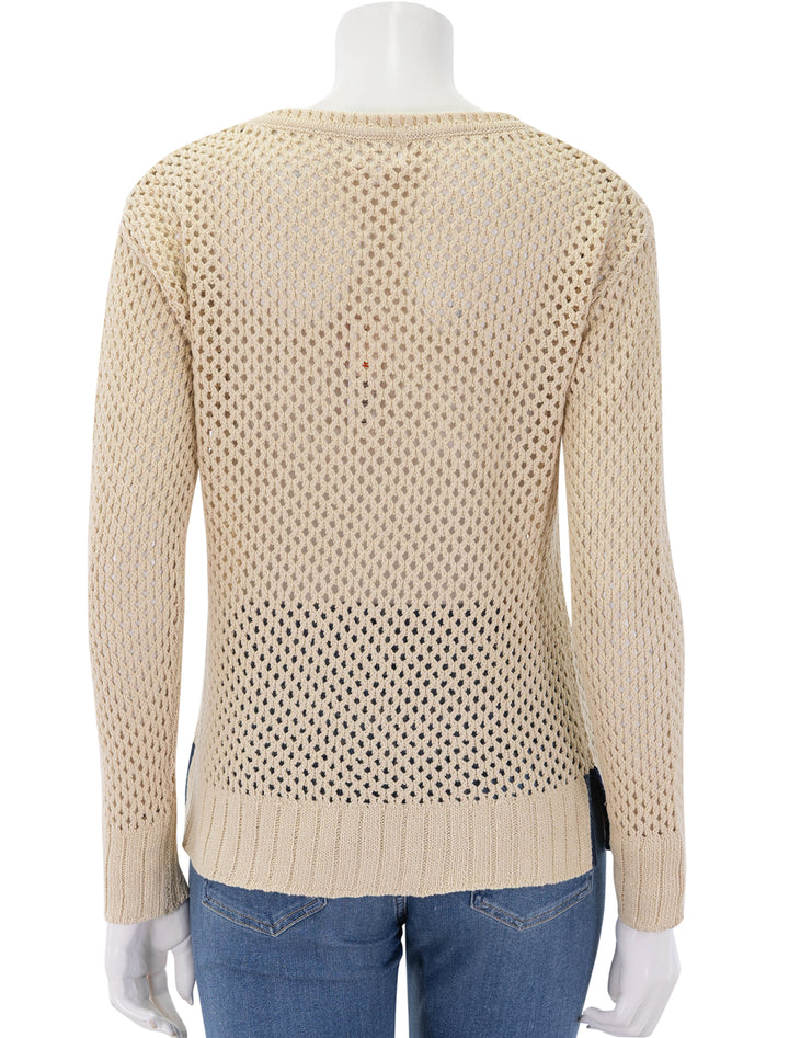 back view of mesh long sleeve oui sweater