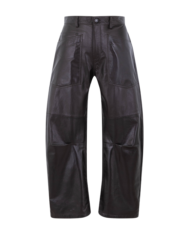 shon leather pant in dark brown