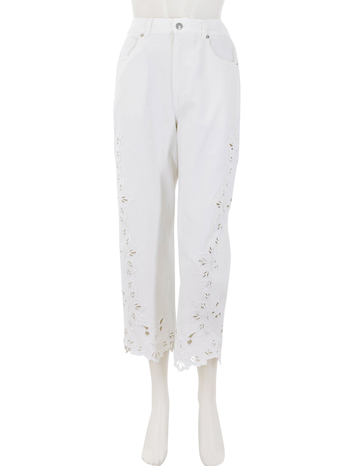 front view of cavina jeans in white