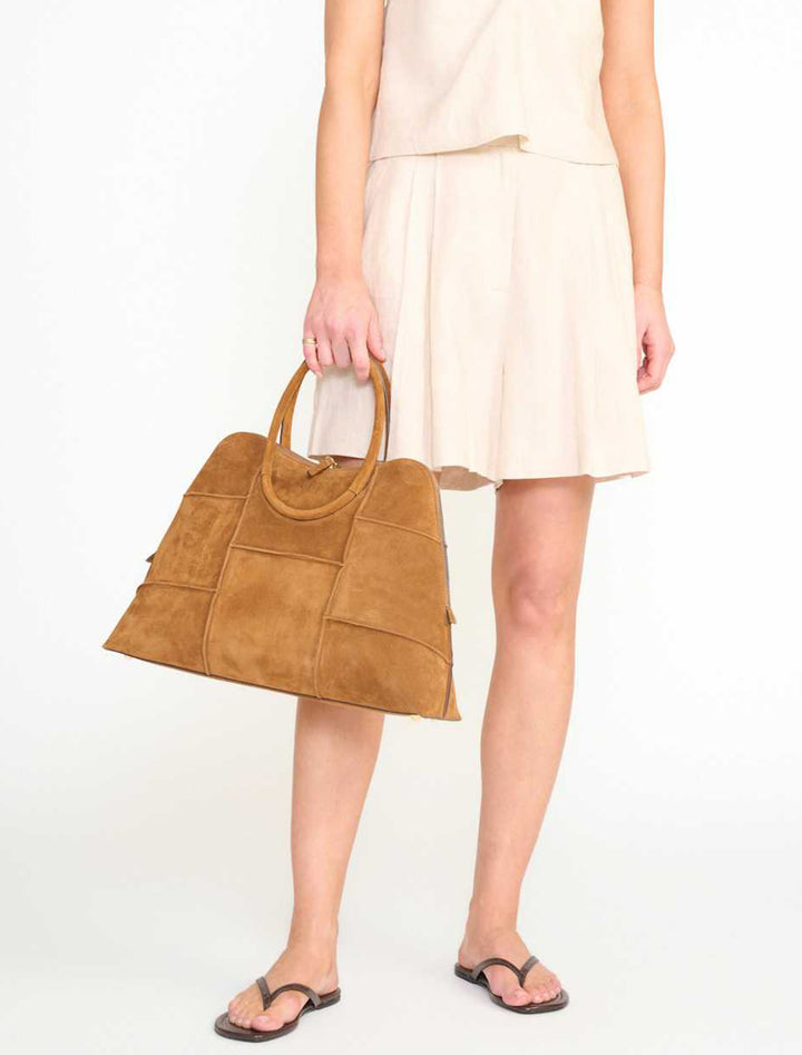 naomi satchel in tan suede