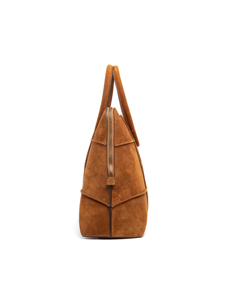 naomi satchel in tan suede