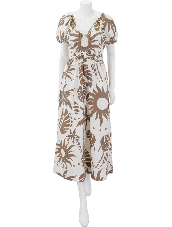 front view of emery poplin dress in slarlit desert