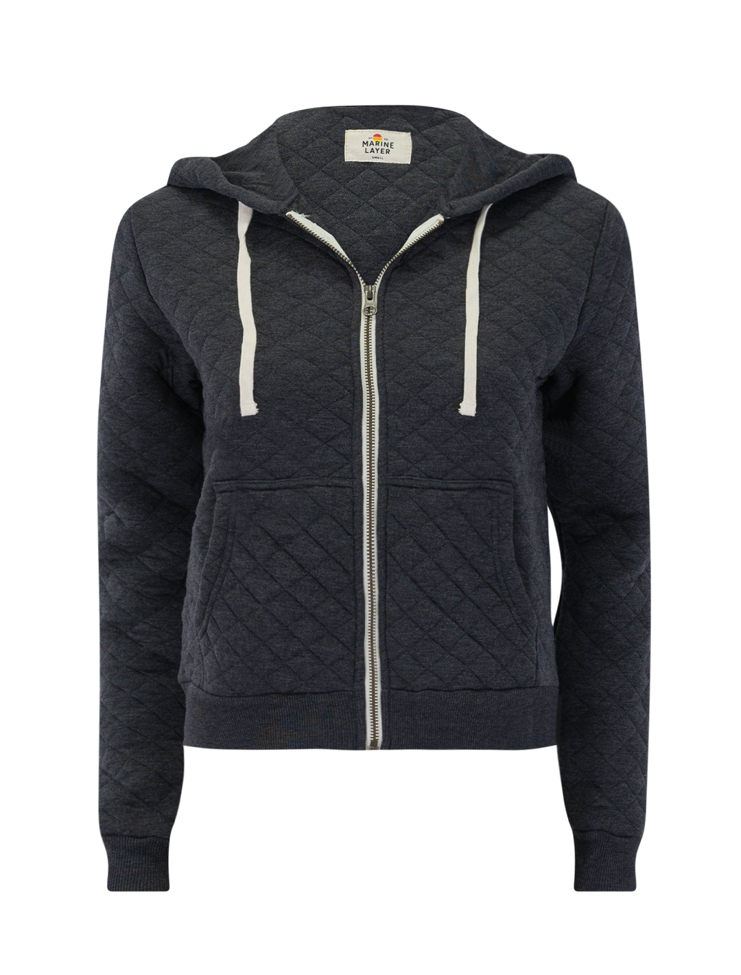 corbet full zip quilted hoodie in dark heather grey