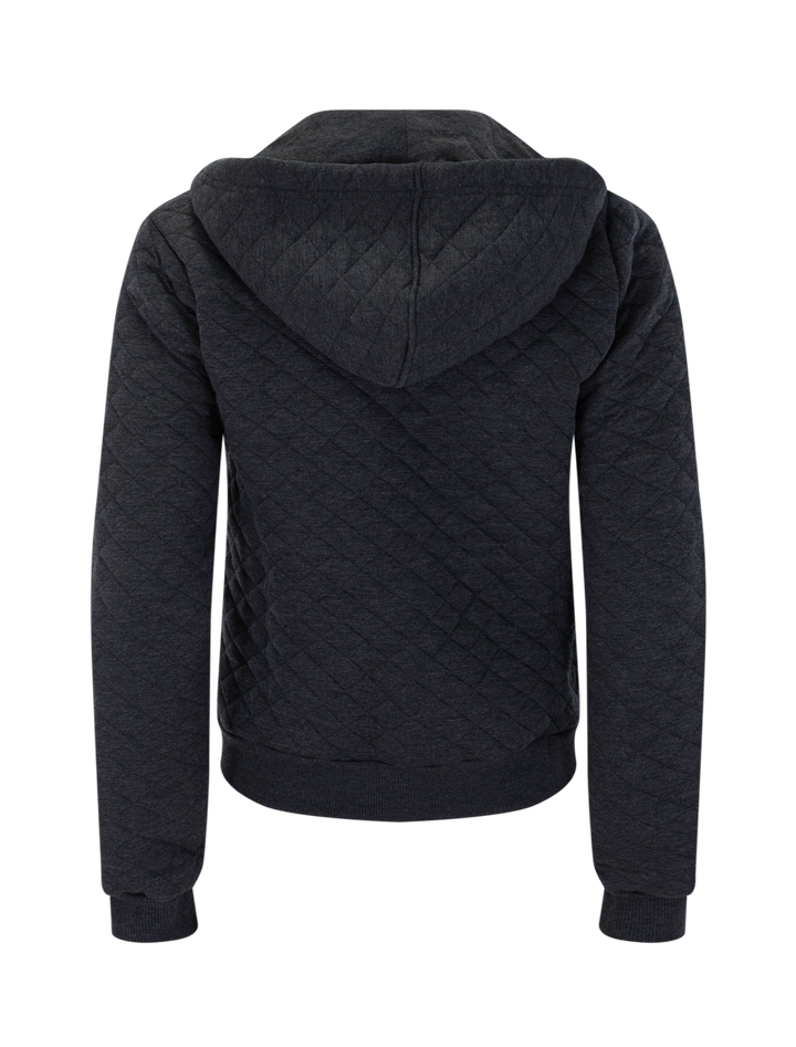 corbet full zip quilted hoodie in dark heather grey