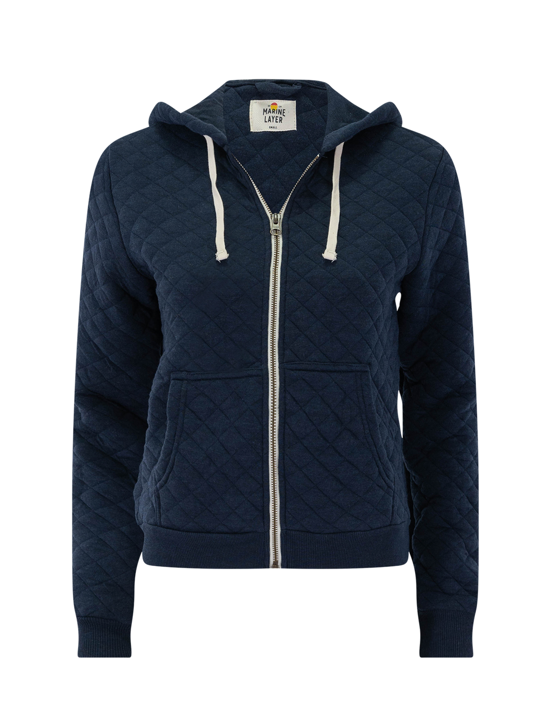 corbet full zip quilted hoodie in navy
