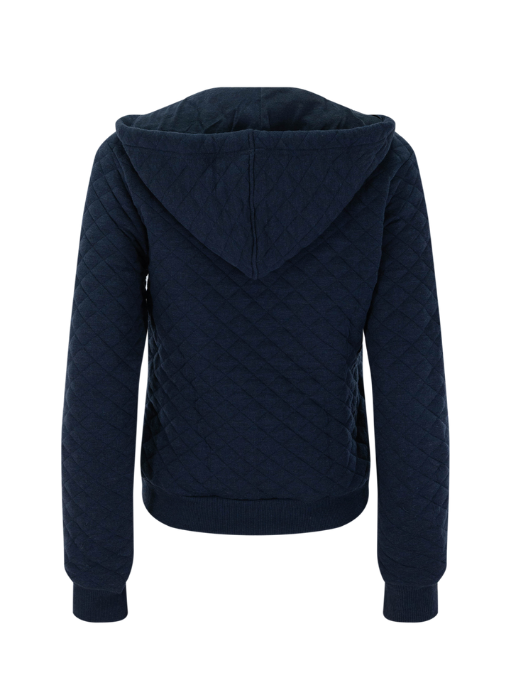 corbet full zip quilted hoodie in navy