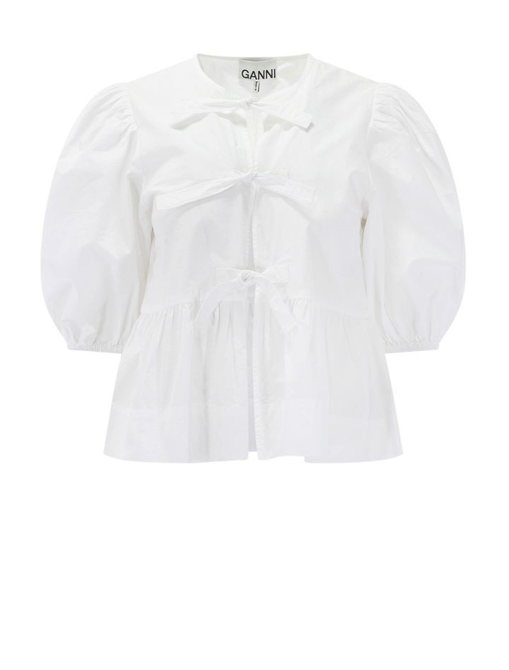 cotton poplin peplum blouse in bright white