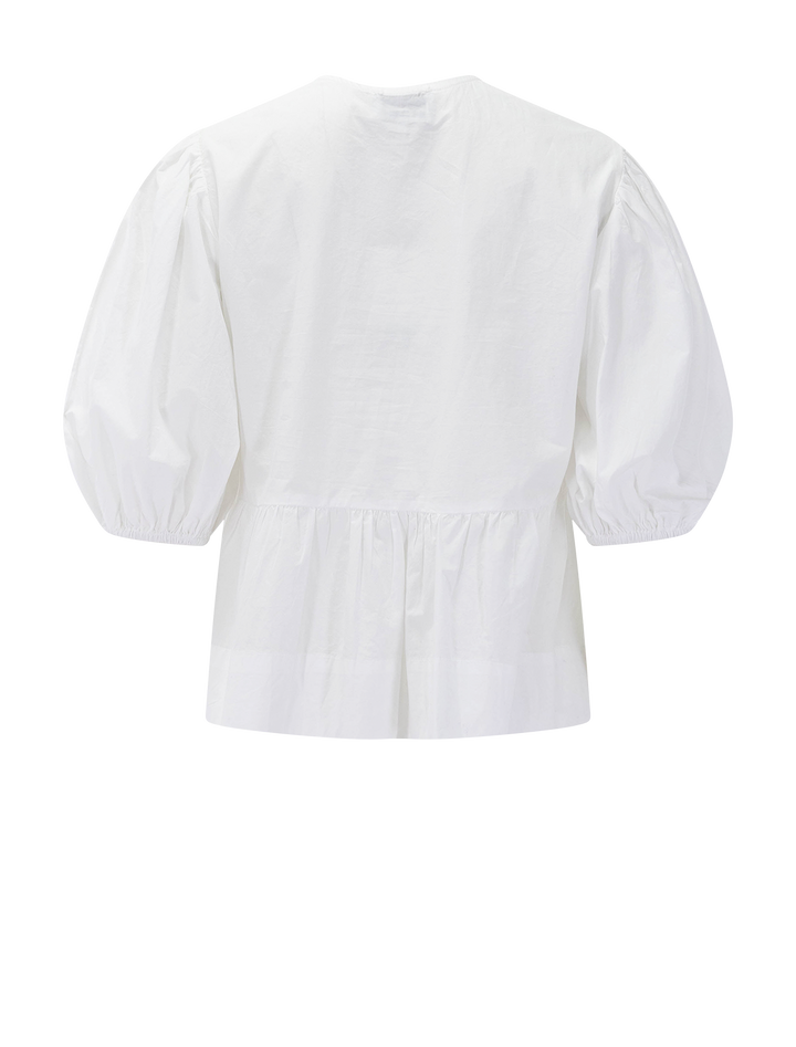 cotton poplin peplum blouse in bright white