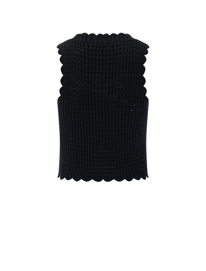 cotton textured lace top in black