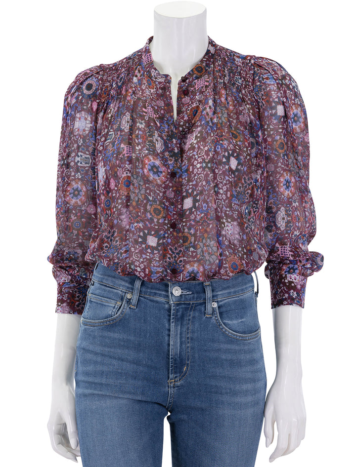 noeline blouse in plum floral