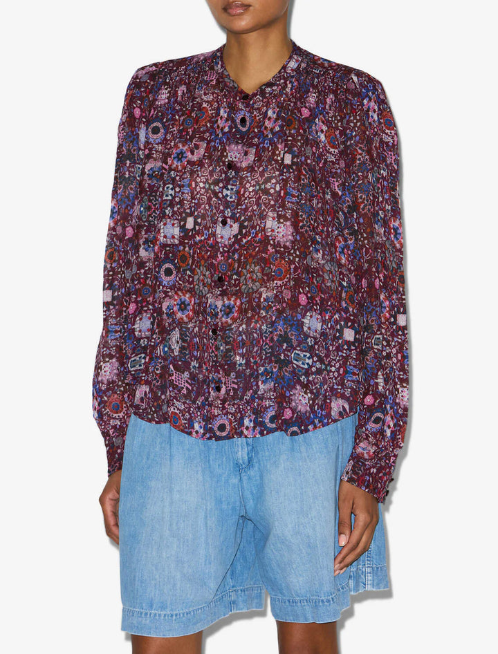 noeline blouse in plum floral