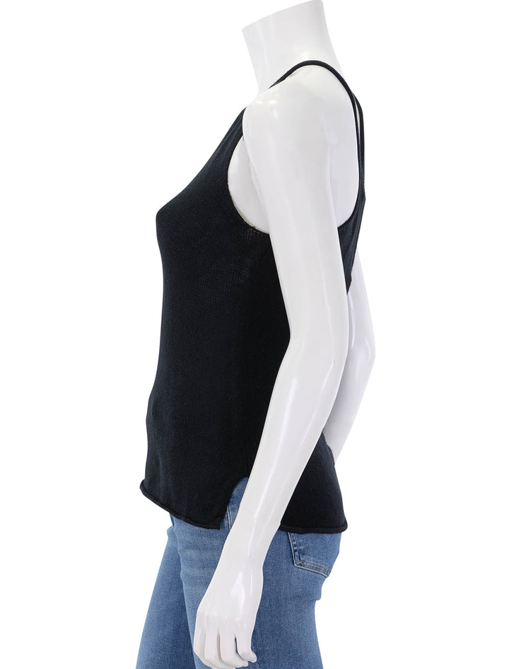 side view of josie tank in black linen cotton