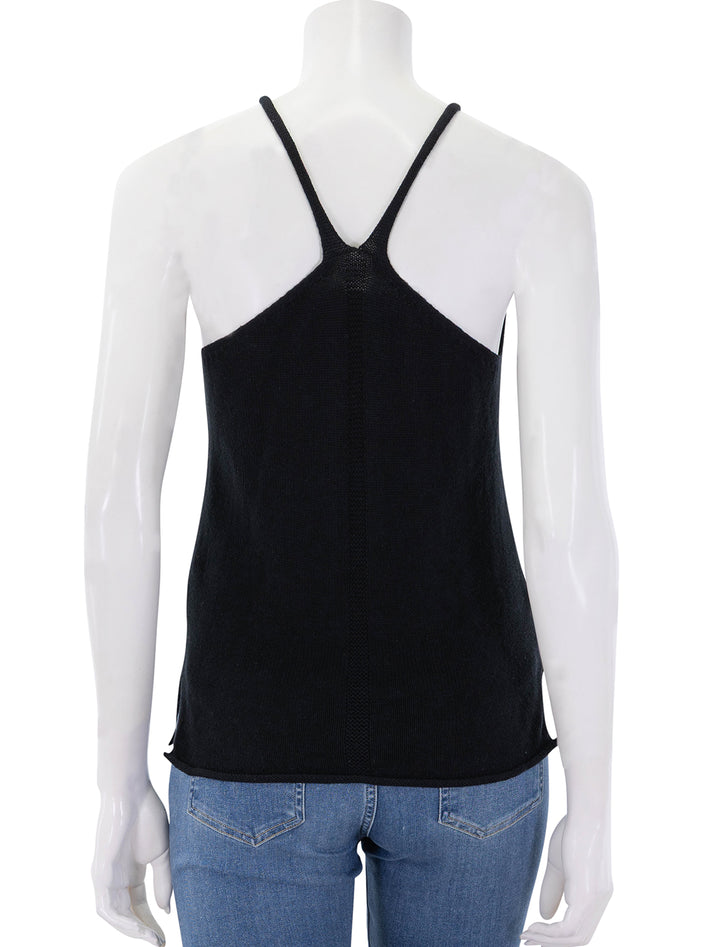 back view of josie tank in black linen cotton