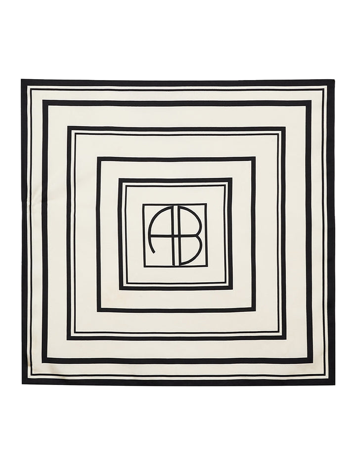 york scarf in ivory and black monogram