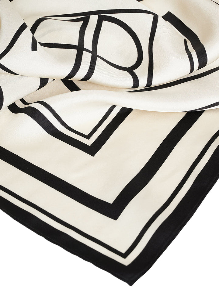 york scarf in ivory and black monogram