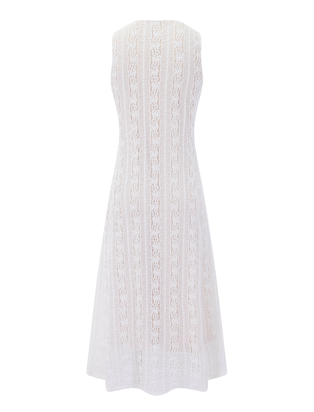 high neck dress in off white textured lace