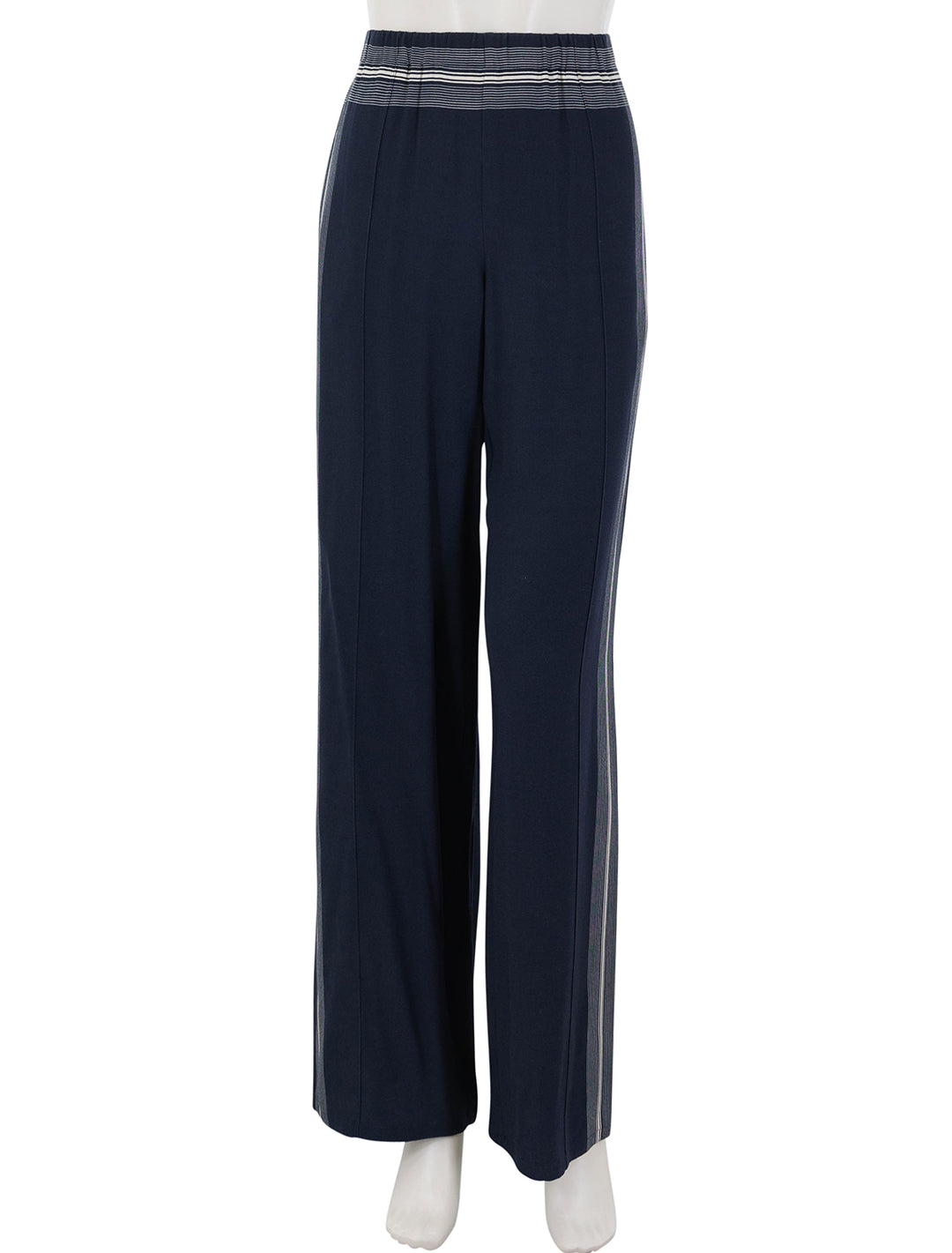 front view of handkerchief stripe pull on pants in coastal and pale canyon
