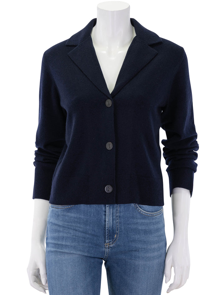 lapel button cardigan in coastal