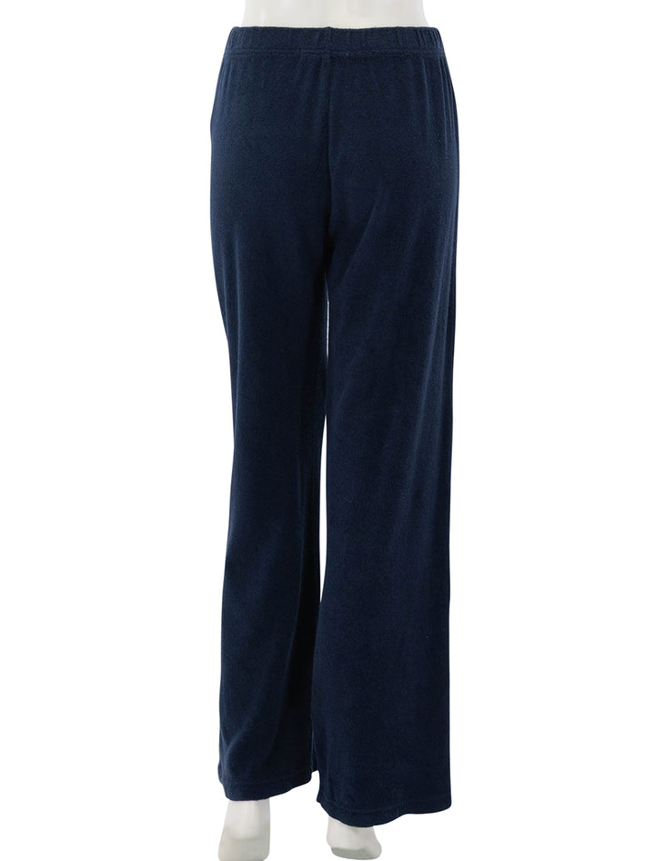back view of katie loop terry pants in navy