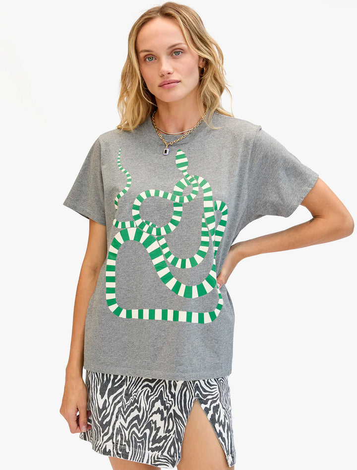 original tee in grey melange with snake