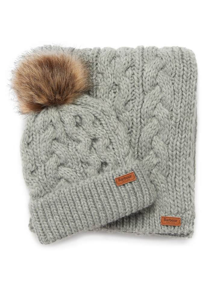 penshaw beanie and scarf set in grey